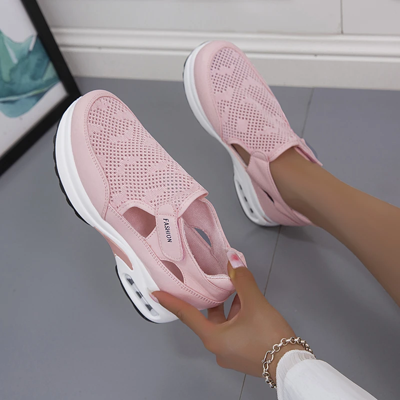 2023 Women Fashion Vulcanized Sneakers Platform Solid Color Flats Ladies Shoes Casual Breathable Wedges Ladies Walking Sneakers
