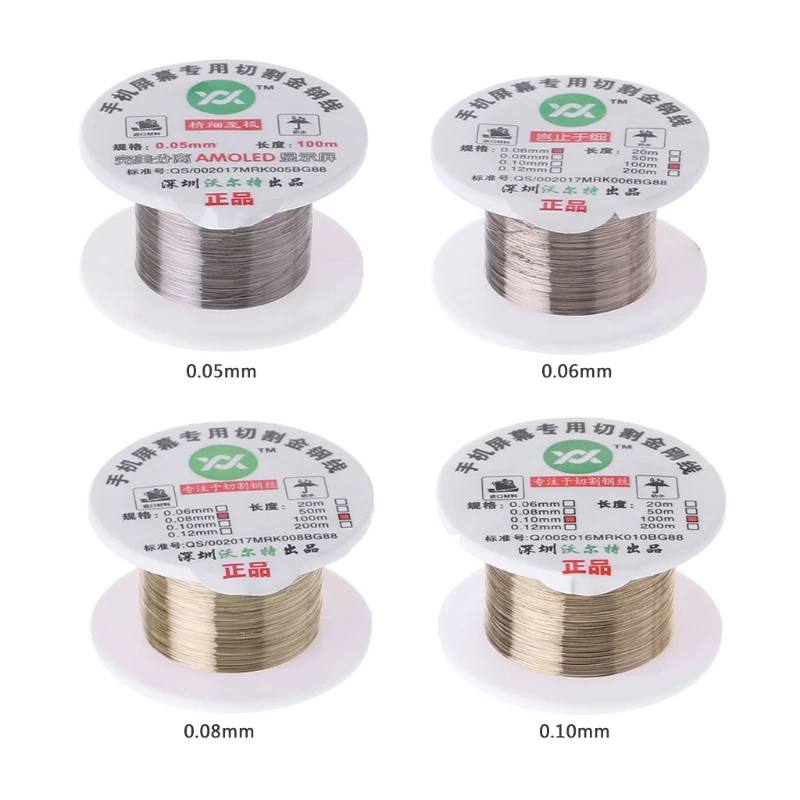 

100m/roll Cutting Wire Gold 0.05/0.06/0.08/0.1mm Screen Separator Repair Wire