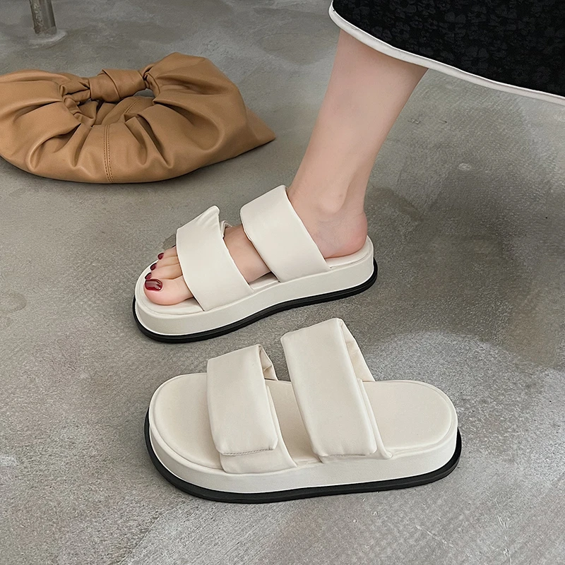 

Design New Summer Open Toe Slippers Fashion Women Platform Flats Casaul Beach Women's Slides Elegant Women's Sandals