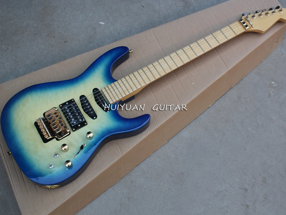 6 Strings Blue Electric Guitar with Maple Fretboard Customized Logo Available