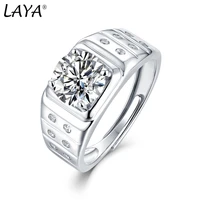 laya 100 s925 sterling silver 2ct moissanite opening adjustable finger large wide ring for men original jewelry 2022 trend