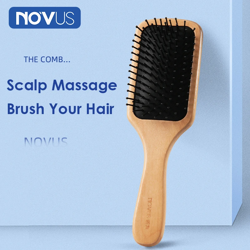 Гребень для сглаживания волос NOVUS деревянная Антистатическая щетка массажная
