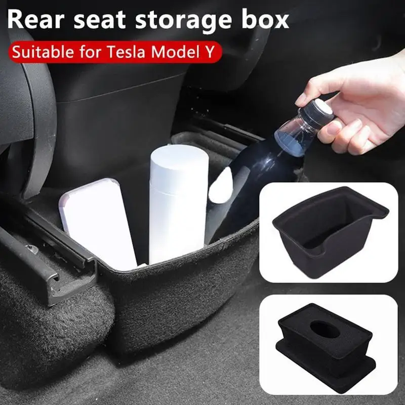 

For Tesla Model-3 Model Y Rear Central Control Storage Box Flocking Style Car Console Organzier Tray Case For Tesla Model Y 3