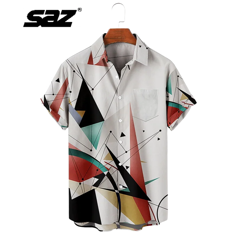 

Men's 3D Printed Turn-Down Collar Shirt Men's Short Sleeve Shirt with Pockets Plus Size 2022 Spring Summre New