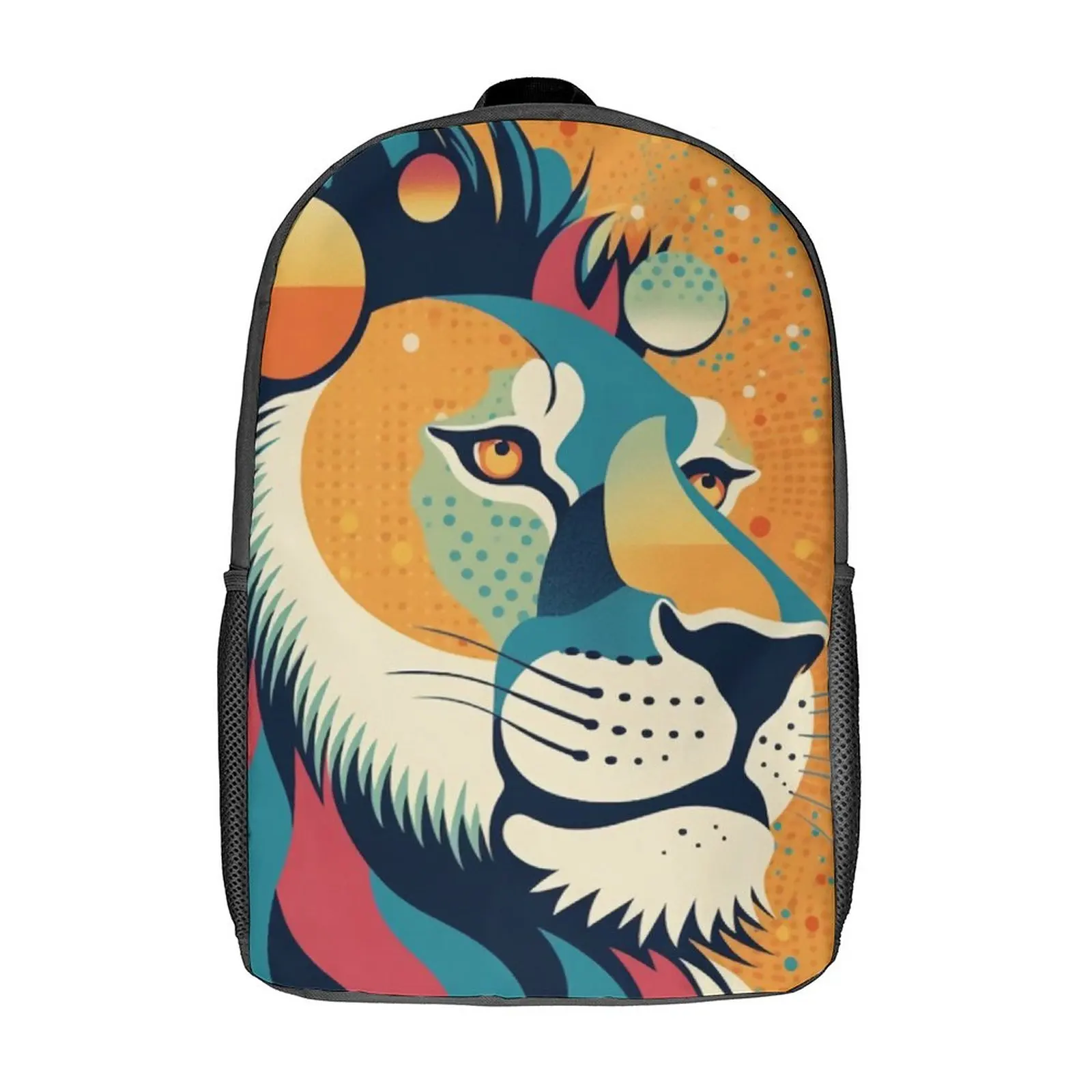 

Lion Backpack Retro Multicolored Camping Backpacks Unisex Kawaii School Bags Colorful Soft Rucksack