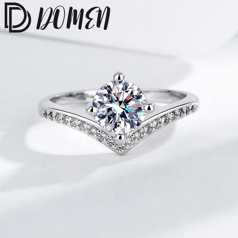 DOMEN Heart Rings for Women S925 Silver Fashion Girls AAA Zirconia Elegant Ring Accessories for Wedding Gift