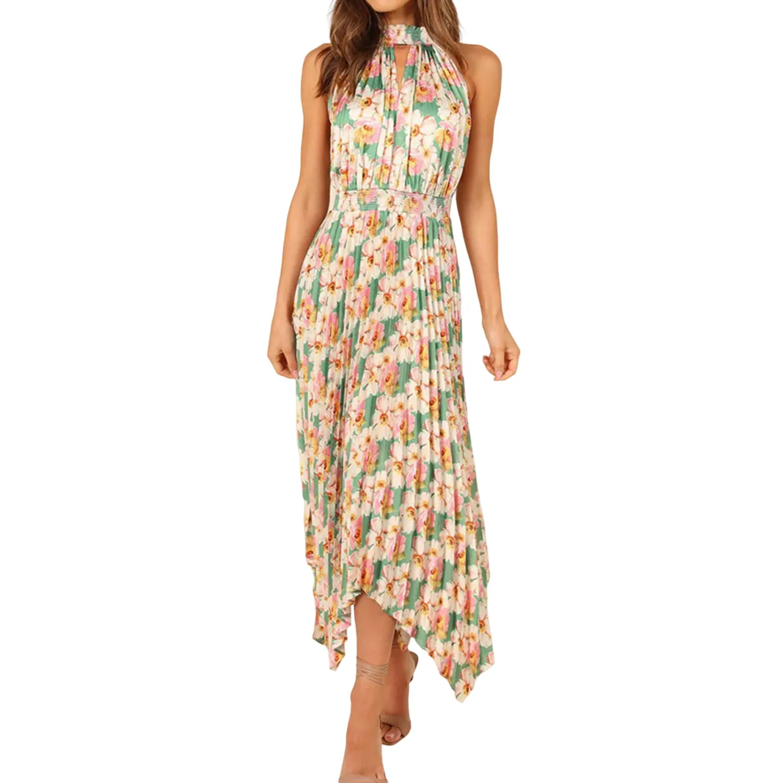 

Женское платье с V-образным вырезом, без рукавов