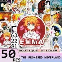 50pcs anime the promised neverland stickers for laptop luggage notebook skateboard fridge cool deals for kids