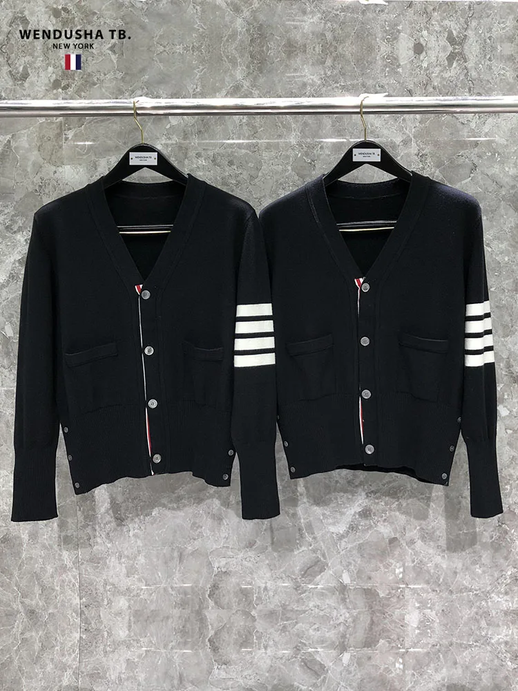 

tb knitted cardigan men's ins net infrared wear long-sleeved V-neck sweater jacket goods autumn and winter