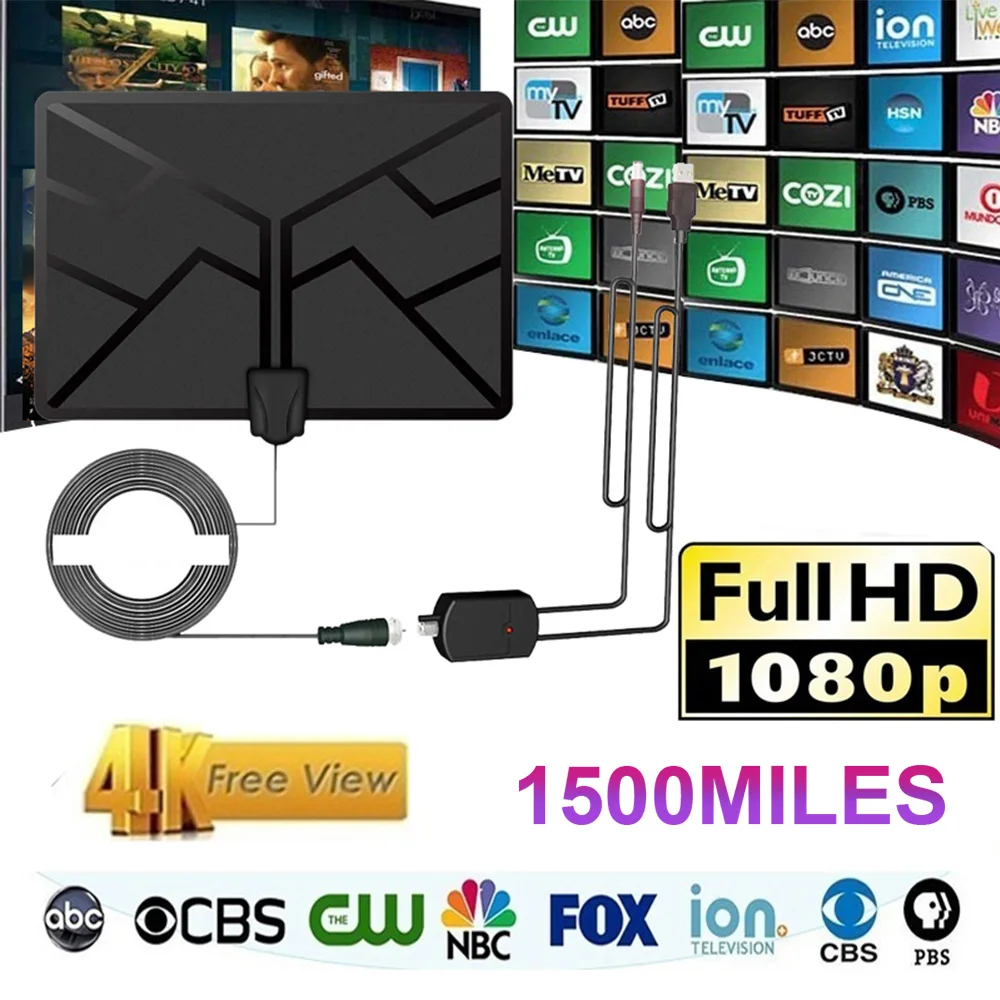 

4K Digital Antenna HDTV Aerial Indoor Amplified Antenna 1500 Miles HD 1080P TV Local Channels Broadcast Signal Receiver
