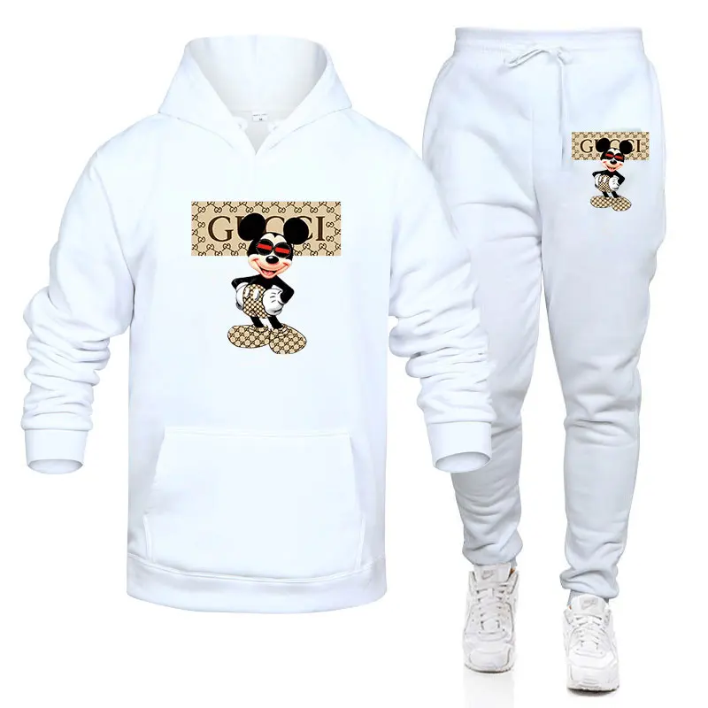 

Autumn Winter Couple Hoodies Set Fashion Print Sweatshirt+Sweatpants Suit Tracksuit Men's Pullover Sportswear Women Clothing