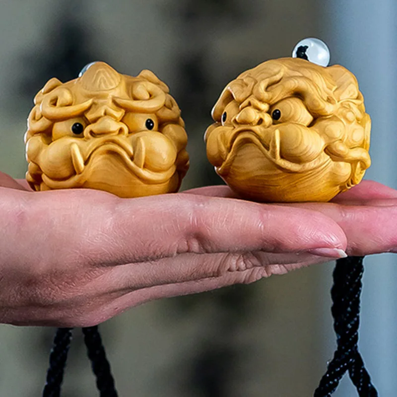 XS740-4 4 фигурка маленького дракона самшитовая скульптура Pi Xiu Netsuke украшение