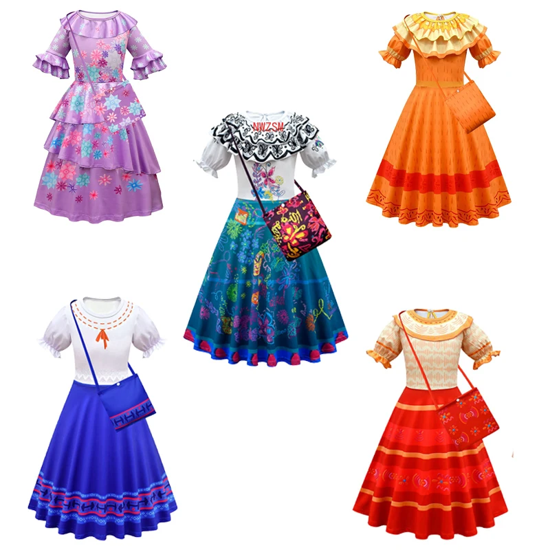

Encanto Mirabel Madrigal Pepa Isabela Dolores Cosplay Costume Girls Halloween Carnival Party Clothing Birthday Princess Dresses