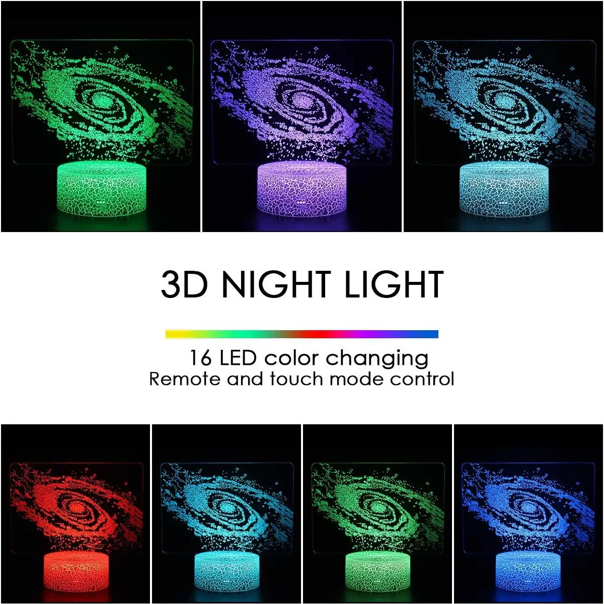 Лампа с солнечной батареей 3D светильник оптической иллюзией космос галактика