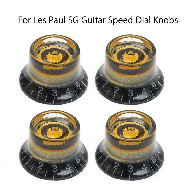 

4pcs Black Gold Guitar Speed Control Knobs Volume Tone Knob For Guitar Accessories 4 LP Electric Guitar Knob Caps