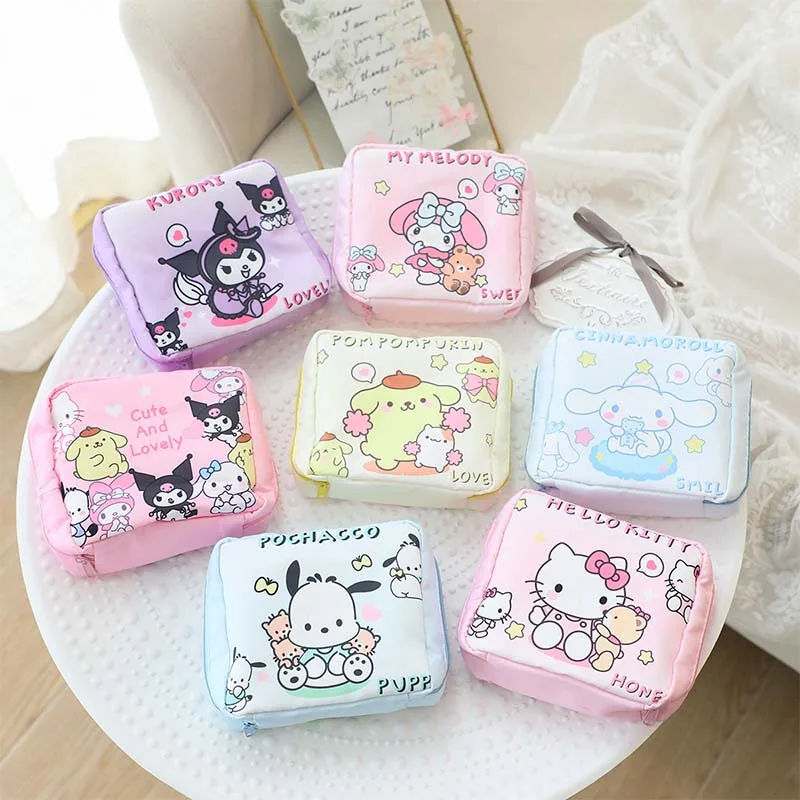 

Sanrio сумка для хранения гигиенических салфеток Hello Kitty My Melody Kuromi Kawaii клатч сумка студенческие мини товары скрытый пакет подарок для девочки