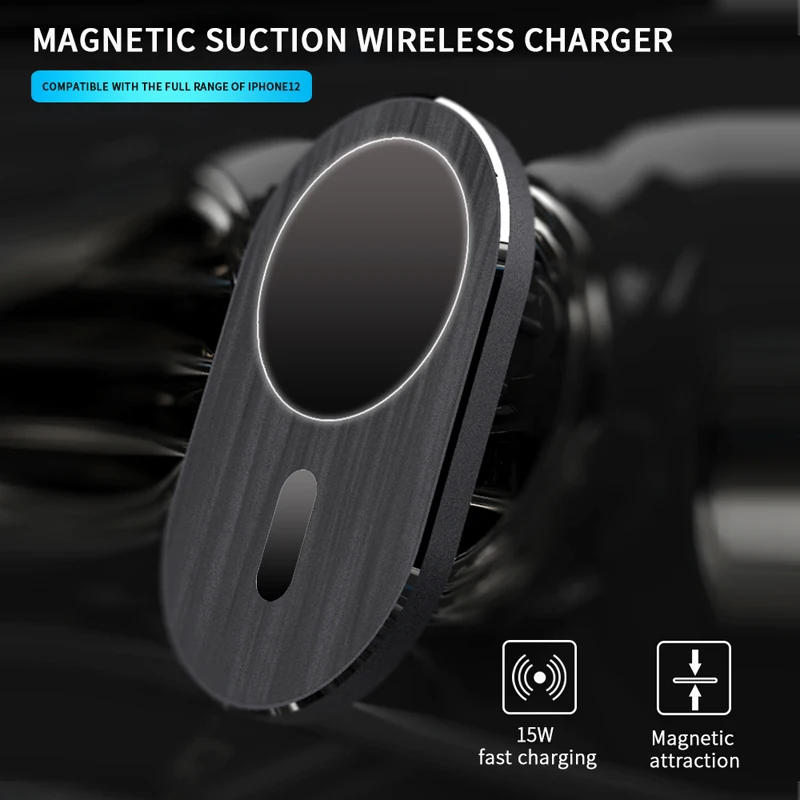 

Qi 15W Magnetic Wireless Car Fast Charger Stand for iPhone 12Mini Pro Max Stable Anti-Shake Car Magnetic Mount Holder Navigation