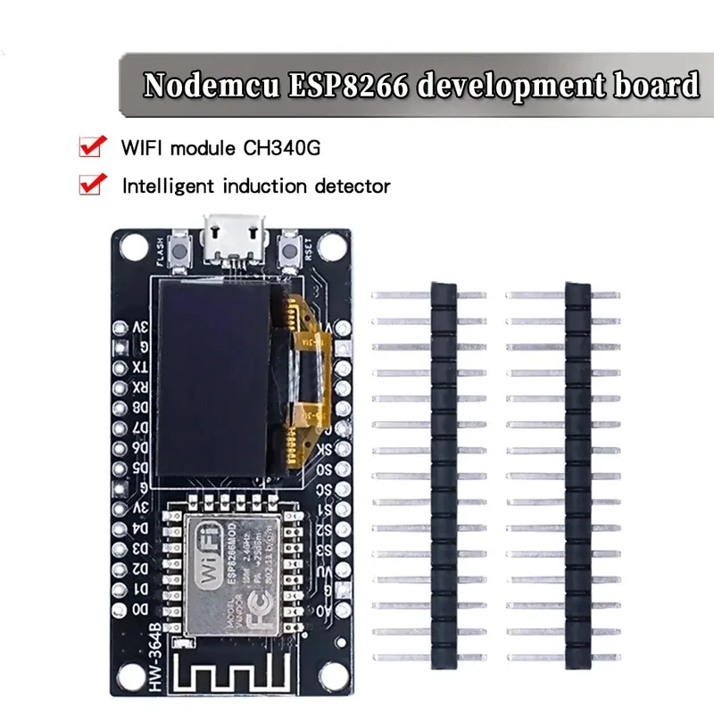 Фото Плата разработки NodeMCU ESP8266 V3 с 0,96-дюймовым OLED-дисплеем CH340 ESP-12F WiFi-модулем TYPE-C USB для Arduino/Micropython №1