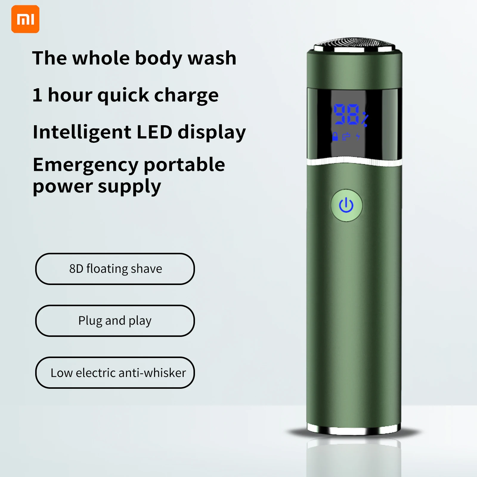 

XiaoMi New 8D Electric Shaver Men's Mini LCD Display Waterproof Travel Car Portable Rechargeable Multifunctional Business Shaver