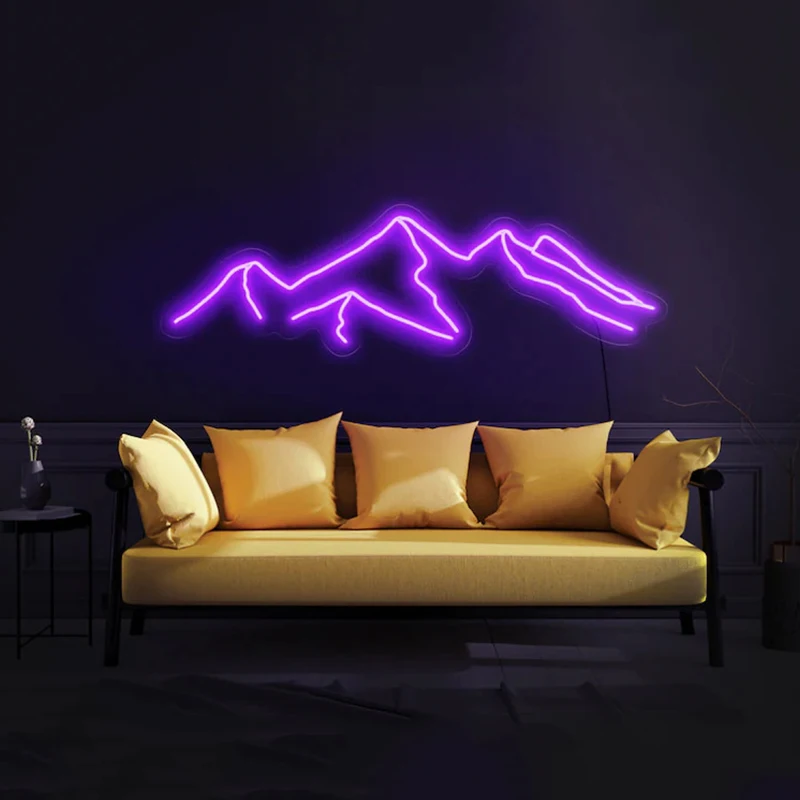 Неоновые горы. Неоновая стена. горы неон. neon wall.