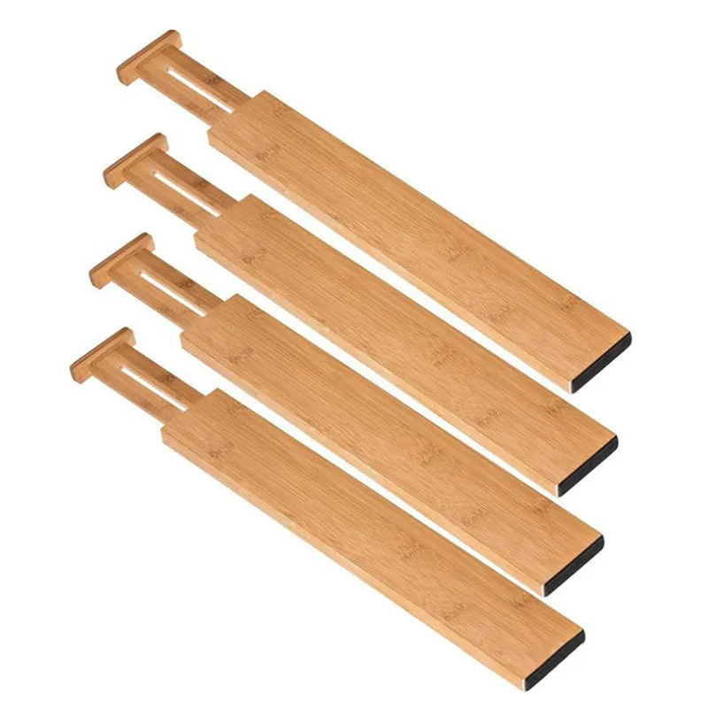 

2 Pcs Bamboo Drawer Dividers Drawer Organizer Separator Loaded Adjustable Retractable Partition Storage Clapboard For Clothes