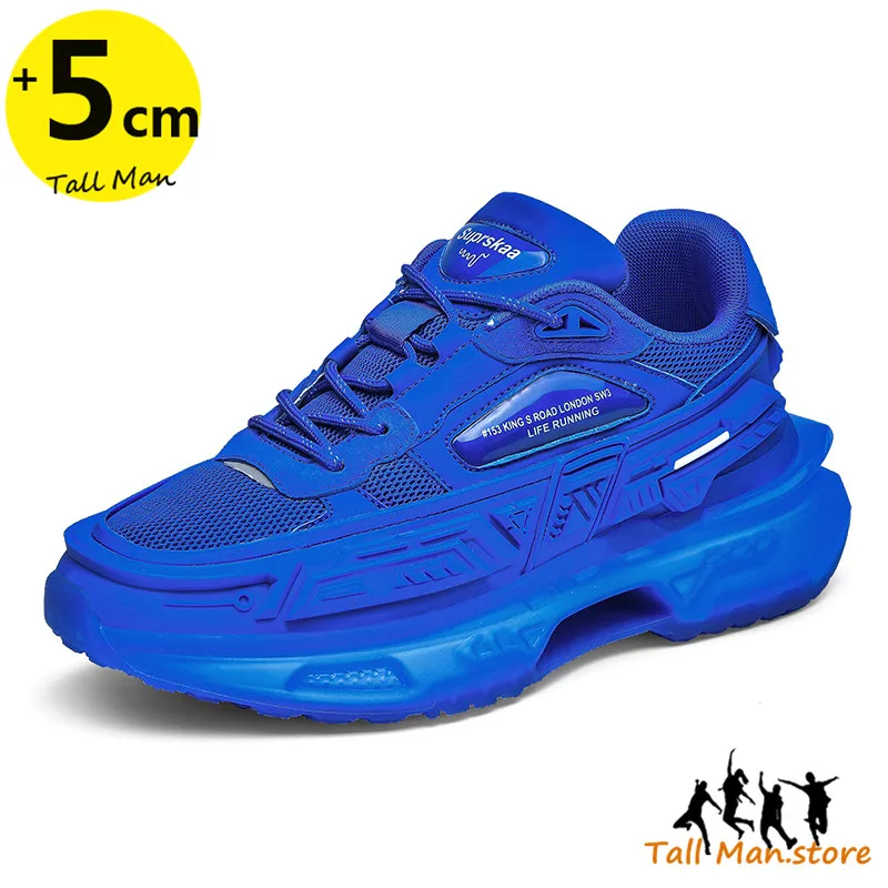 

Basketball Sports Men Elevator Sneakers Height Increase Shoes Insole 5cm Klein Blue Man Leisure Fashion