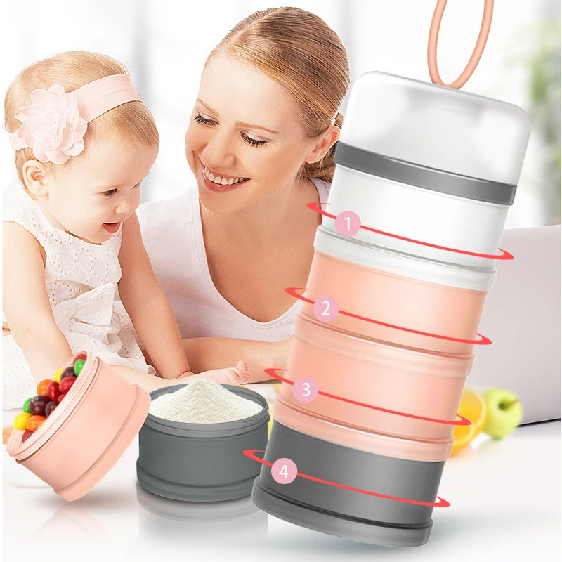 Baby Food Storage Containers Infant Milk Powder Box Formula Dispenser 4 Layers Portable Toddler Kids Snacks Container