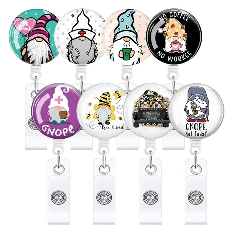 

Round ID Name Tag Holder Alligator Clip Retractable Reel 360 Spinning Badge Reel for Kids Adults Office School Hospital