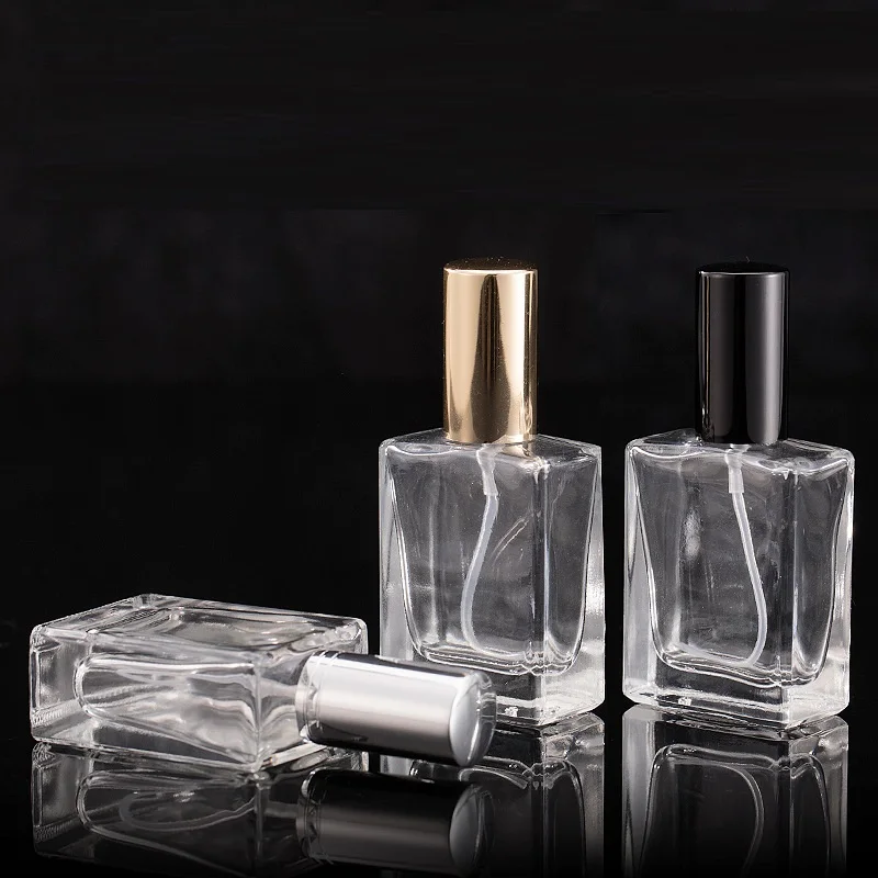 

10pcs 15ml Wholesale Square Flat Clear Glass Spray Bottle Press Type Perfume Separate Bottle Portable Sample Cosmetic Containers