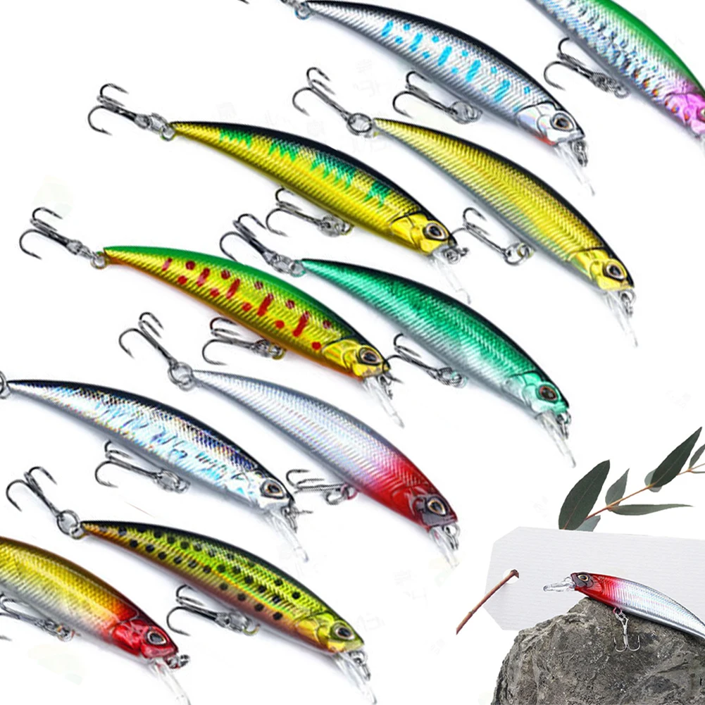 

8cm/9g Sinking Minnow Fishing Lure Artificial Hard Bait Wobbler Jerkbait with 2 Treble Pike Bass Carp Fishing Tackle Accessories