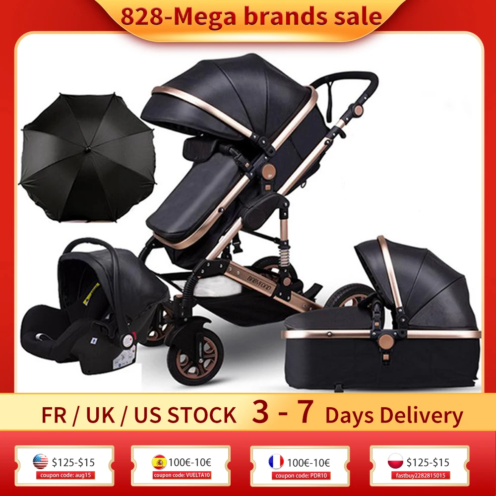 

Роскошная детская коляска Babyfond 5 в 1, коляска с высоким ландшафтом, 3 в 1, детская коляска из искусственной кожи, портативный дорожный коляска ...