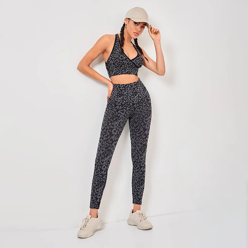 

Тренировочный костюм для женщин, тренировочные костюмы, майка, бюстгальтер с мягкими чашечками, костюм для йоги, облегающие брюки с высокой ...