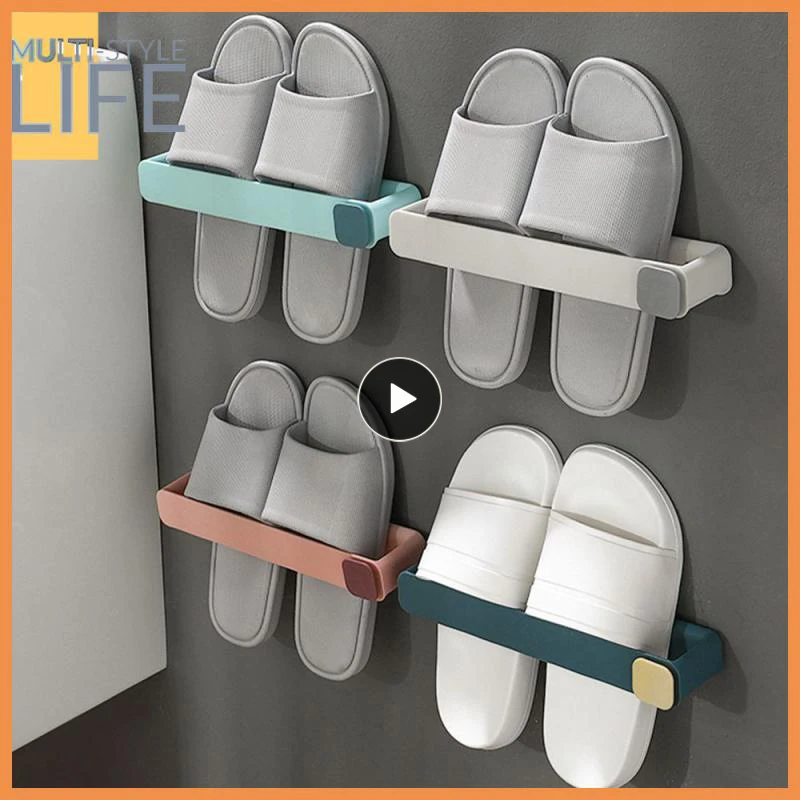 

Household Use Shoe Rack Adhesive Type Shoe Shelf Simple Wall-mounted Shoe Organizer Holder Household Tools Perforated Free Pp