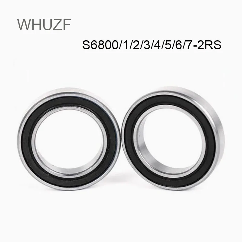 

WHUZF 10PCS S6800 S6801 S6802 S6803 S6804 S6805 S6806 S6807-2RS Stainless Steel Thin Bearing Thin Section S6802 2RS Ball Bearing