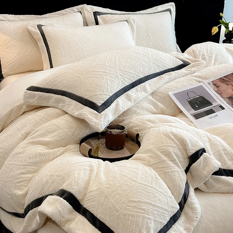 Зимний пушистый фланелевой комплект постельного белья роскошный пододеяльник