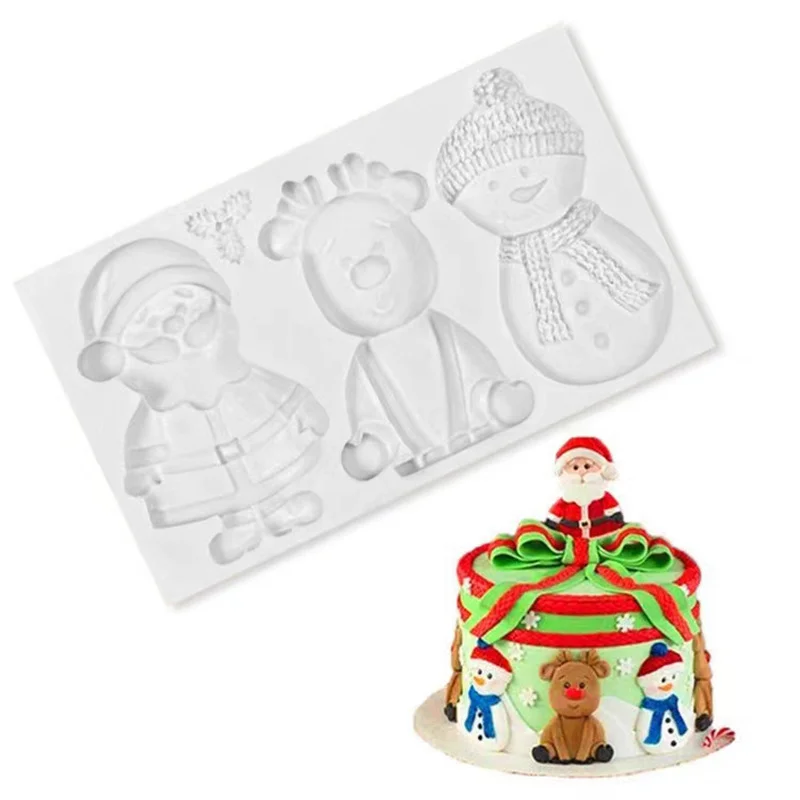 

Рождественская силиконовая форма в виде снеговика, лося, украшение для рукоделия, десерт, шоколадная форма, глина