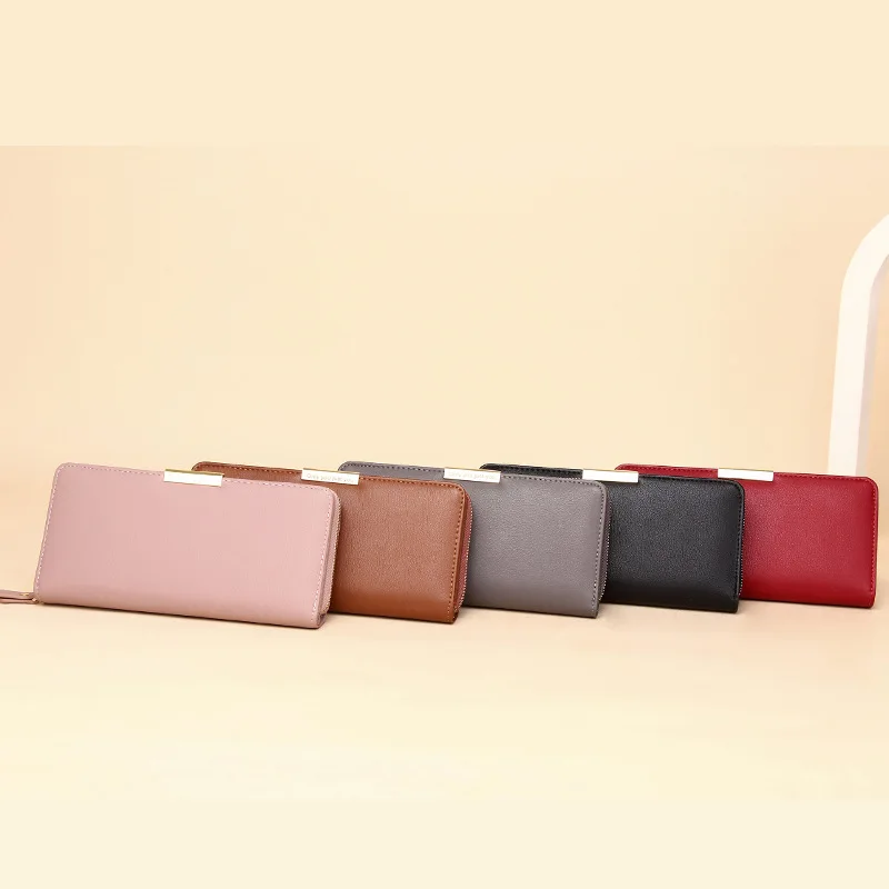 Aliwood Pu Leather Long Women Wallets Simple Zipper Purses Fashion Clutch Female Wallet Money Clip Card Holder Carteras Mujer