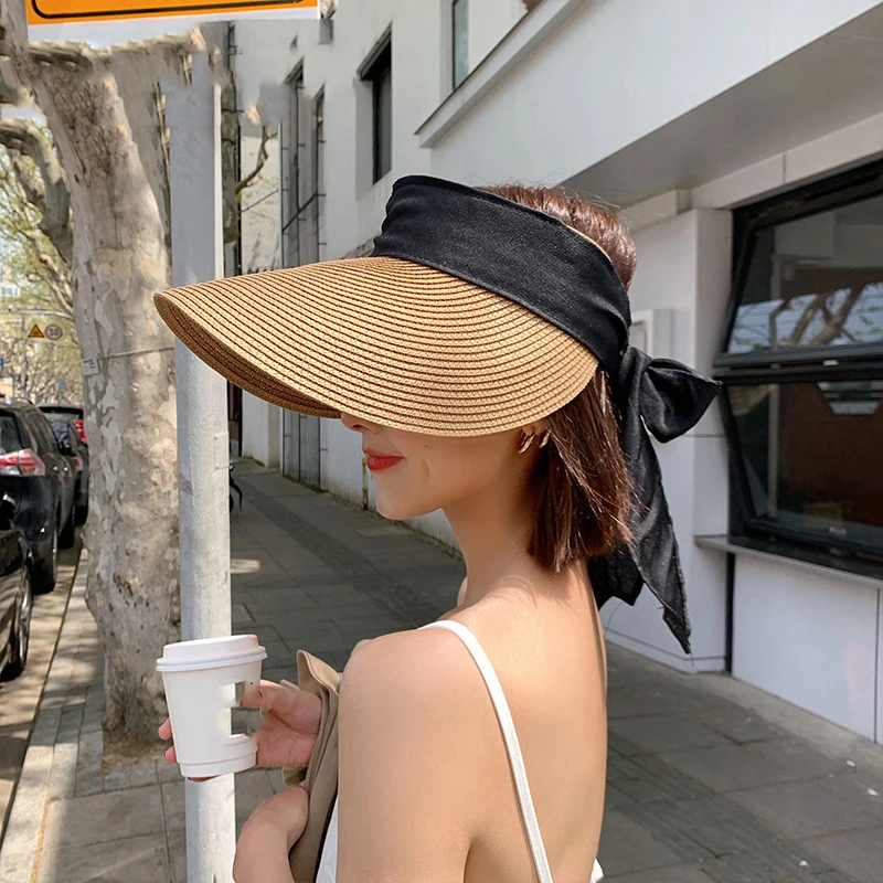 

Шляпа женская Соломенная с лентой и бантом, модная пляжная Панама в стиле кэжуал, лето