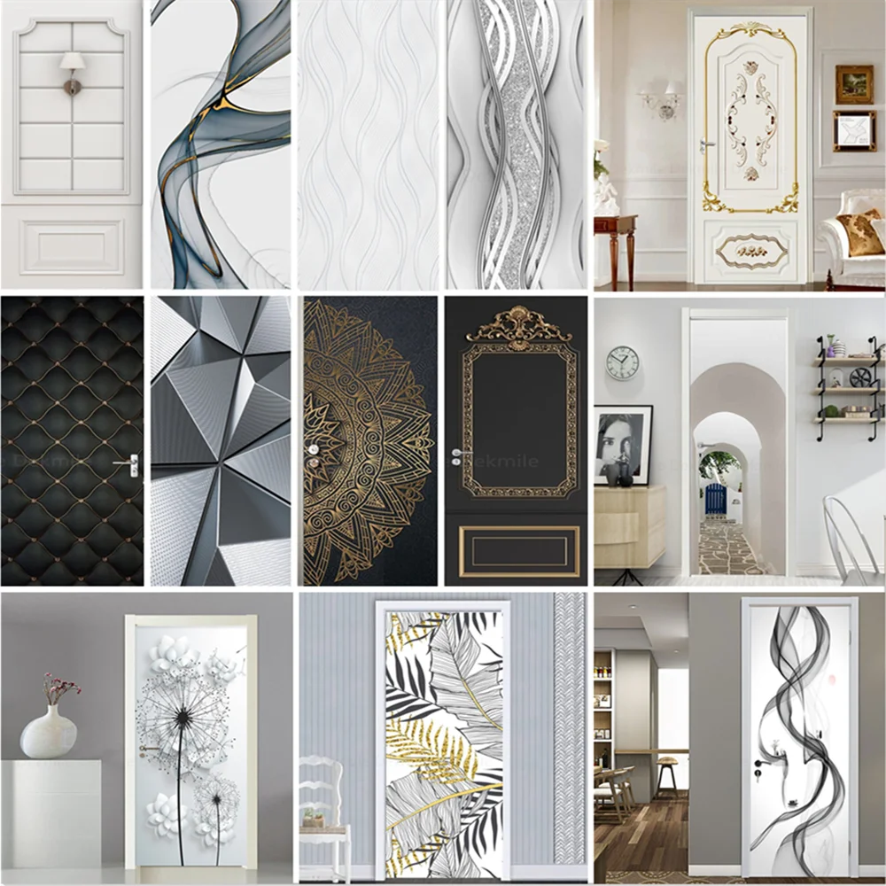 

Self Adhesive White Doors Wallpaper Entrance Door Waterproof Oil-proof Removable Stickers Mural PVC Peel and Stick Home Decor