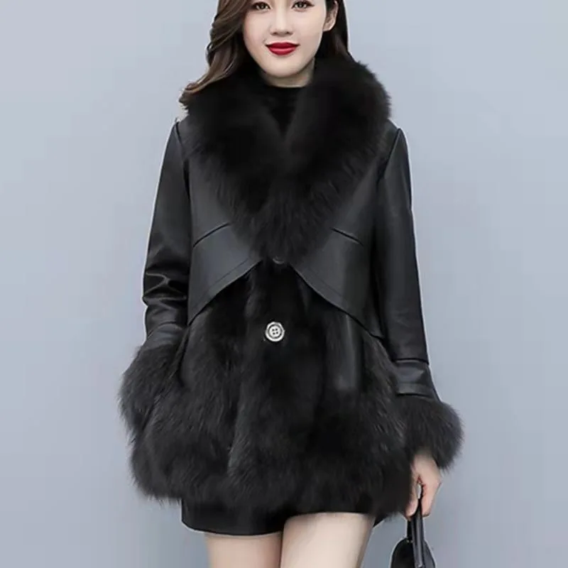 New Product Women Coat Coats Fur Mink Fur Thick Winter High Street Other Slim Real Fur Fur Coat Women