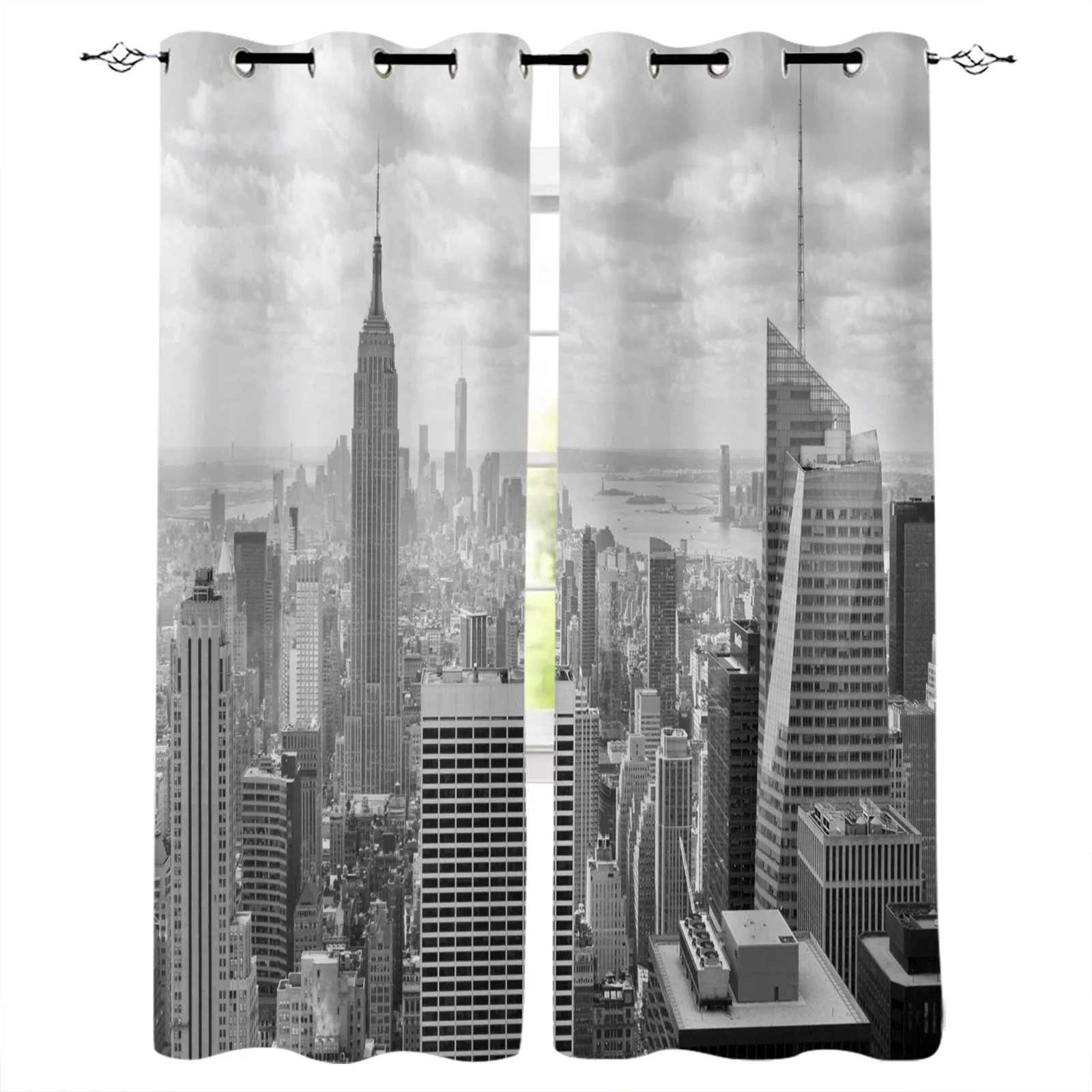 

Городская архитектура, серые затемняющие шторы, оконные шторы для спальни, гостиной, декоративные оконные шторы