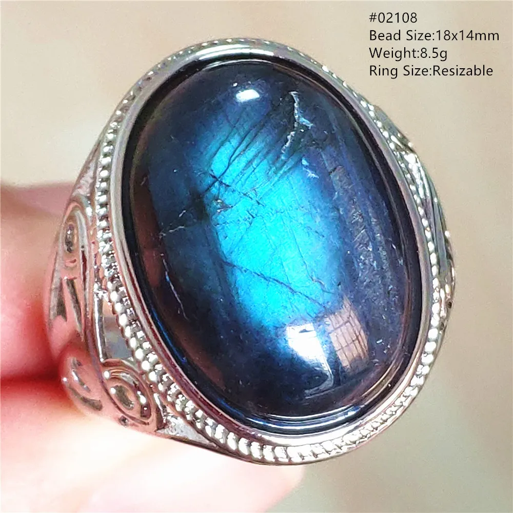 Натуральный черный лабрадорит регулируемое кольцо ювелирные изделия
