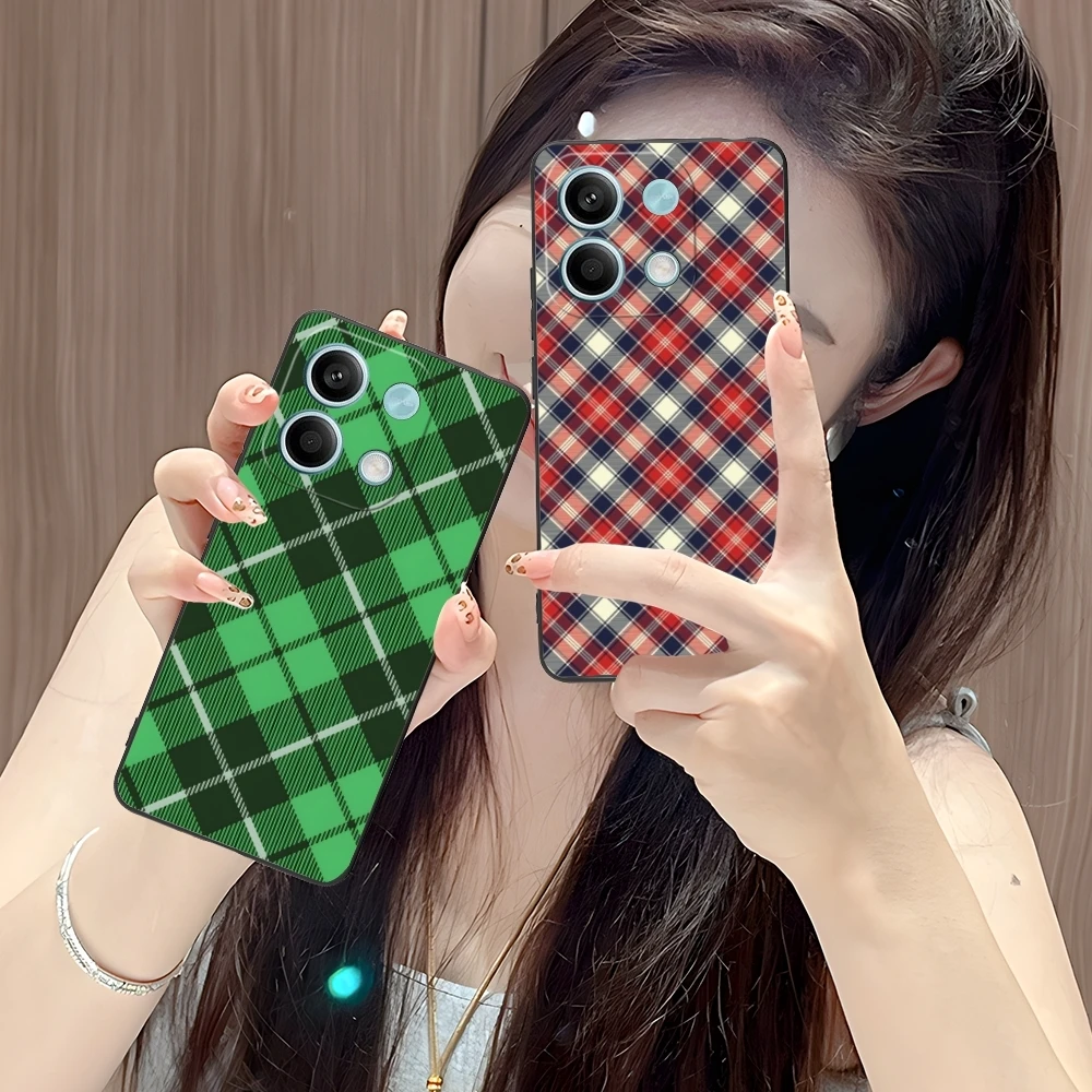 Lattice Grid Texture Mobile Cell Phone Case for Xiaomi POCO M6 M5 M4 M3 X6 X5 X4 X3 F6 F5 F4 F3 F2 C40 Pro GT 5G Black Cover