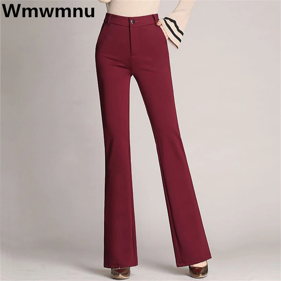 

Женские узкие базовые расклешенные брюки, Классические весенне-осенние повседневные корейские брюки с высокой талией, деловые брюки большого размера 4XL, телефон 2023