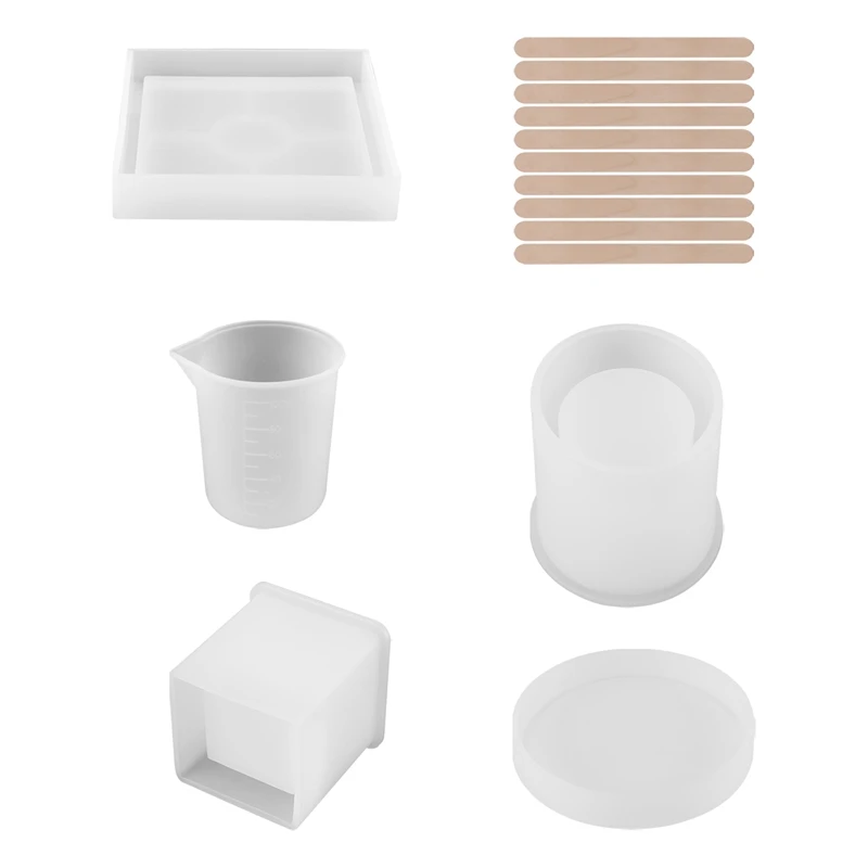 

Силиконовая форма, 4 упаковки художественных форм включают круглые, квадратные, цилиндрические, силиконовые формы для бетона, подставки «сд...