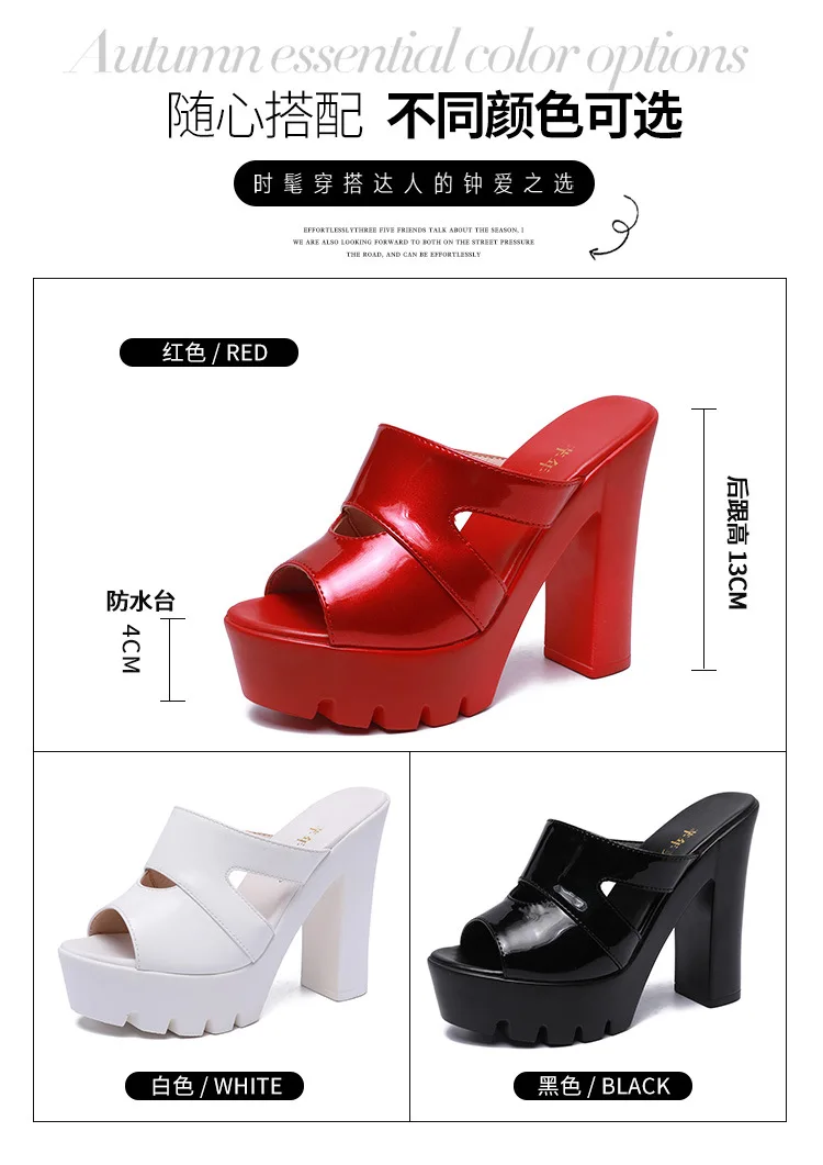 2023 Super-High Heel Waterproof Platform Fish-Mouth Sandals Women Wear Large Size 40-43 Sexy High Thick Heel Women In Summer