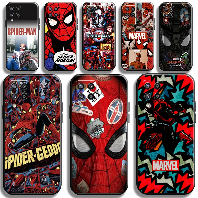 

Marvel Spiderman Comics Phone Case For Samsung Galaxy A22 A22 5G Funda Liquid Silicon Back TPU Full Protection Shockproof Shell