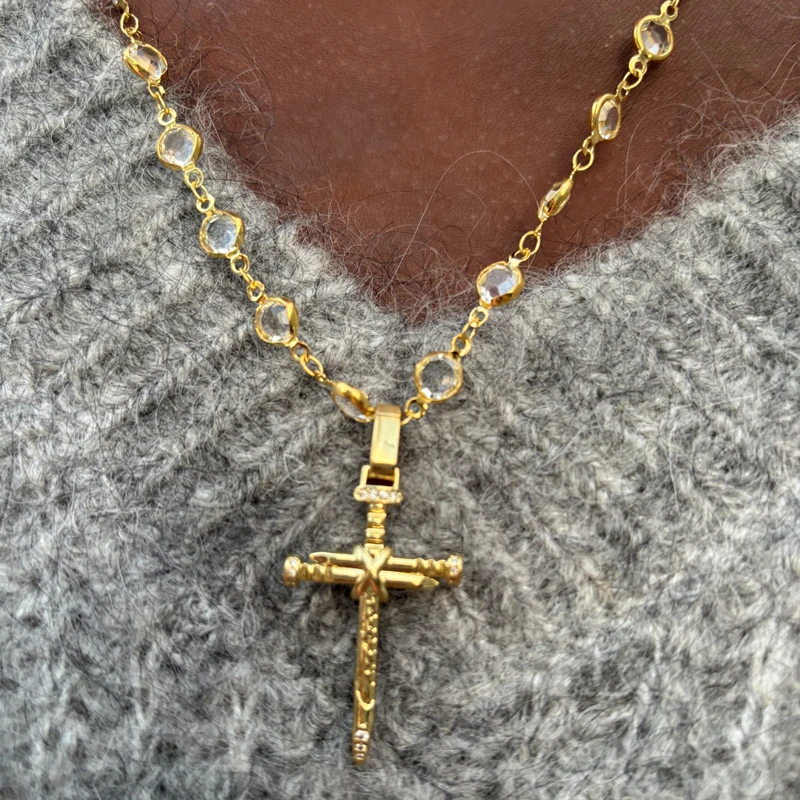 Красочные циркониевые ожерелья с подвеской в виде креста для женщин и девочек