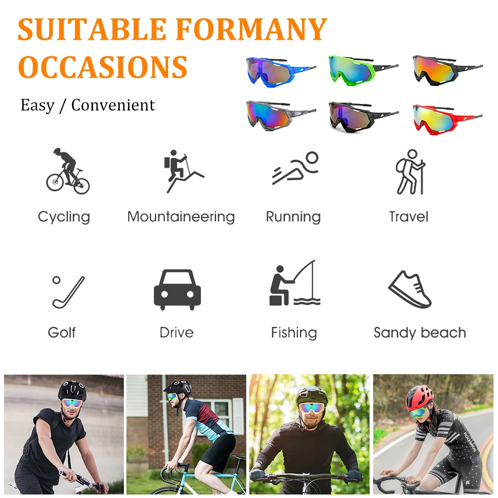 

Outdoor Cycling Sunglasses UV Protection Windproof Glasses Polarized Lens Men Women Sports Sunglasses Eyewear