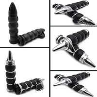 aftermarket free shipping motorcycle parts 1pair black 22mm custom bullet handlebar hand grips rubber throttle boss chrome